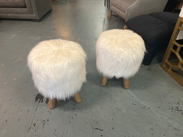Pottery Barn Mongolian Faux Fur Stool (2 available) 166081.