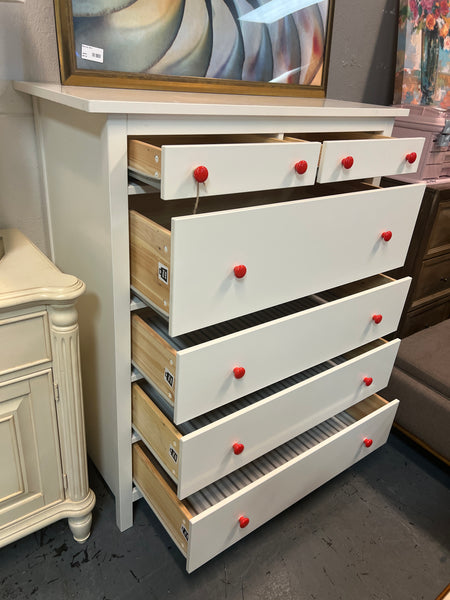 White Chest of Drawers Red Knob 1664909.