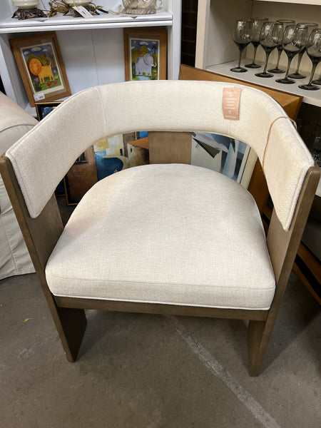 Cream and Wood Barrel Chair 151139. (4 Avaialble)