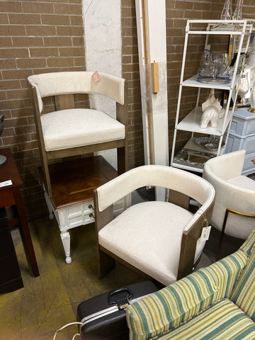 Cream and Wood Barrel Chair 151139. (4 Avaialble)