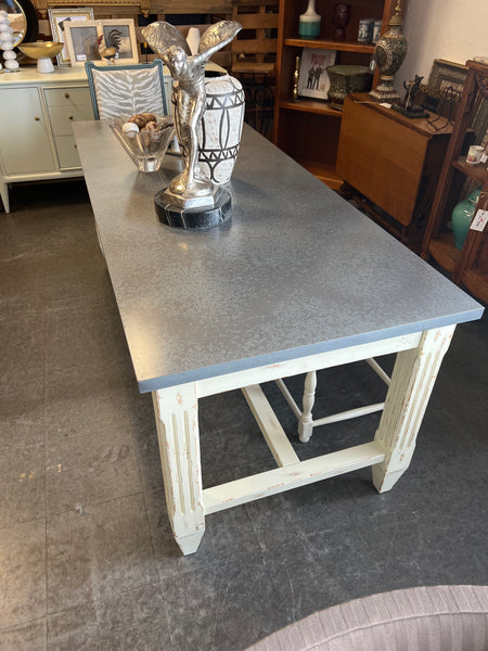 Rustic Metal Top Dining Table - Ballard Design 163993.