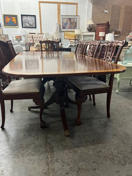 Chippendale Style Double Pedestal Dining Room Table  154214.