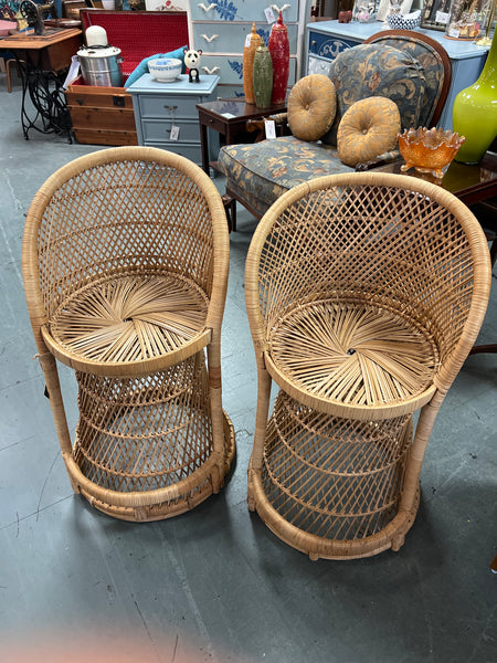 Wicker Barrel Barstool Pair 154868.