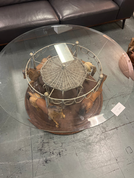 Vintage Carousel Glass Top Coffee Table 164870.