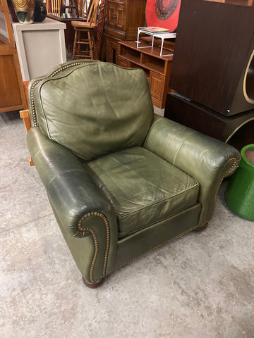Ethan Allen Green Leather Chair 163757.