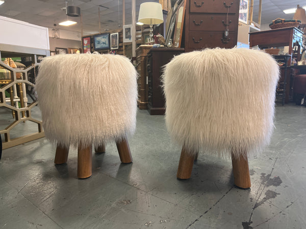 Pottery Barn Mongolian Faux Fur Stool (2 available) 166081.