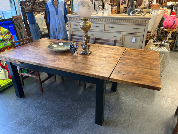 Butcher Block Dining Table + 6 Chairs + 2 Extensions 154528.