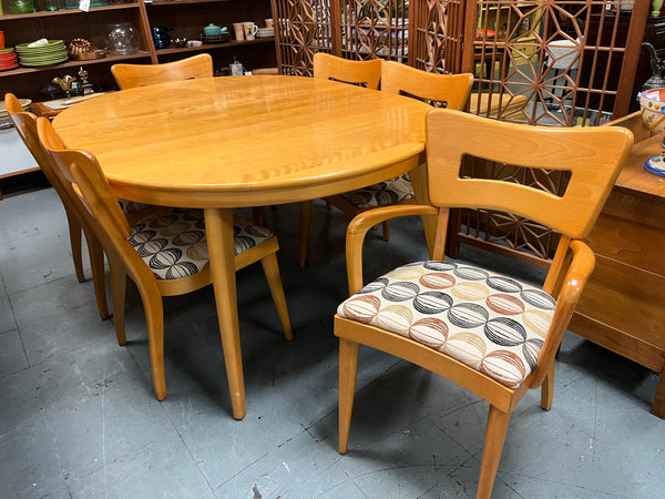 Heywood Wakefield Table + 6 Chairs (2 Arm Chairs) & 2 Leafs 152236 ...