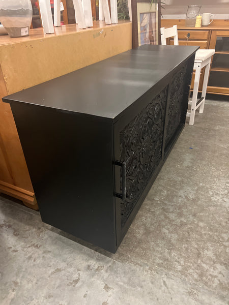 Black Carved Wood Console (168296.)