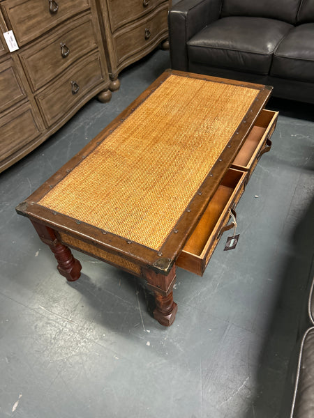 Rattan Leather Trim Coffee Table 166771.