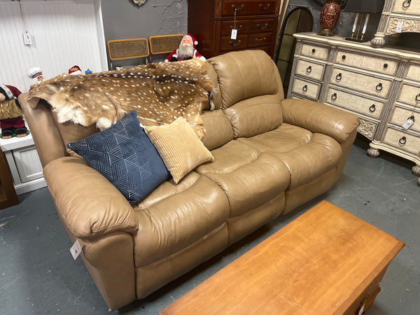 Tan Leather Reclining Sofa 168230.