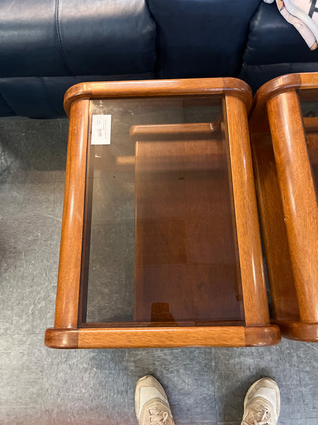 MCM Glass Top Side Table Set of 2 - Lou Hodges 165403.