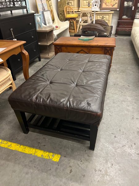 Brown Leather Ottoman 156264.