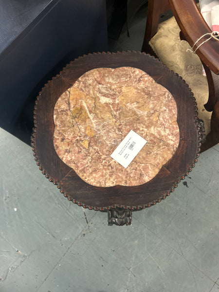 Antique Chinese Carved Wood Marble Top Side Table 169099.