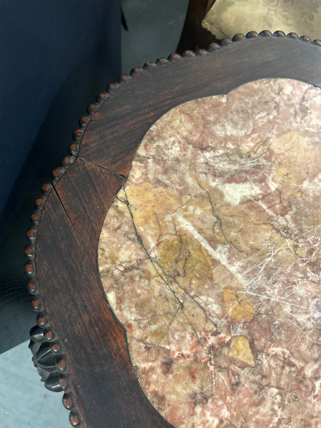 Antique Chinese Carved Wood Marble Top Side Table 169099.