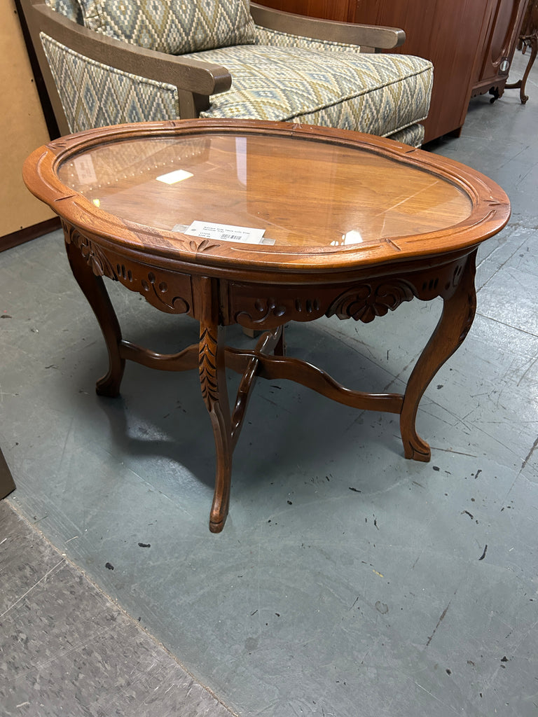 Antique Side Table w/ Glass 177275.