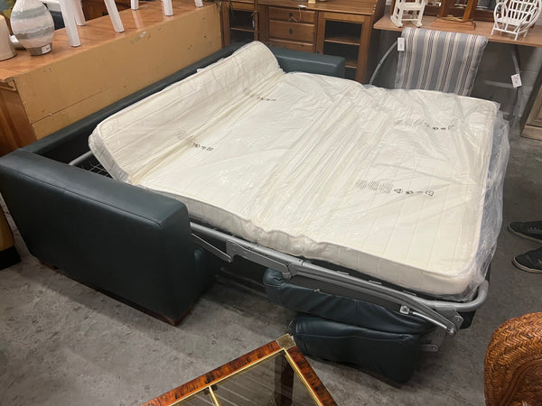 Blue Natuzzi Leather Sleeper 168356.