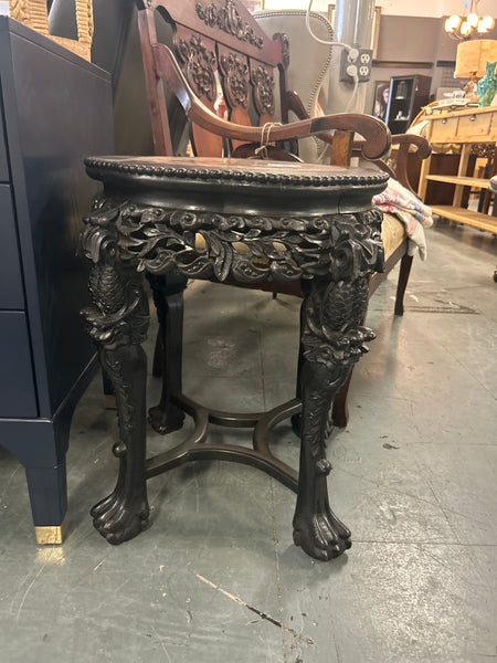 Antique Chinese Carved Wood Marble Top Side Table 169099.