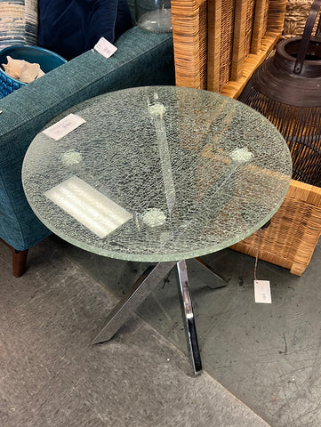 Cracked Glass Chrime Table Brickell Collection 144063.