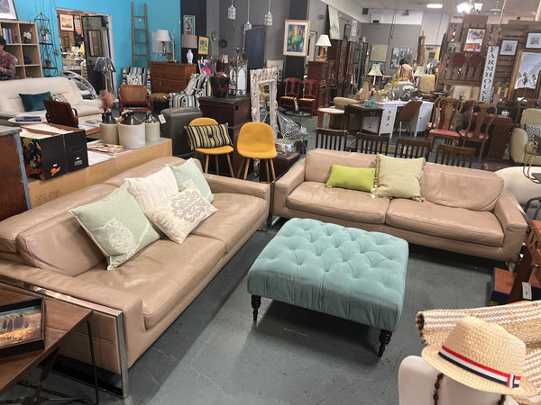 Modern Taupe Leather Sofa 162157. (2 available)