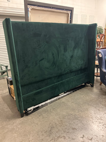 Green Velvet Headboard and Footboard 167830.