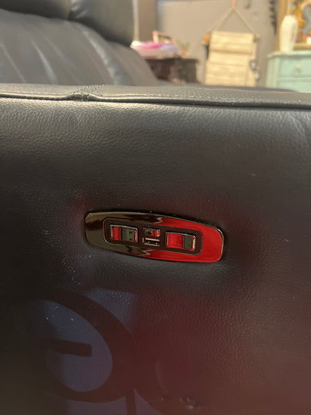 Blue Leather Electric Reclining Loveseat 168231.