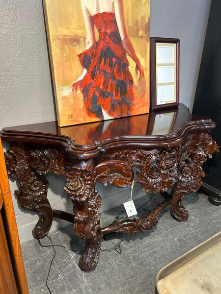 Hand Carved Mahogany Entryway Table 169112.