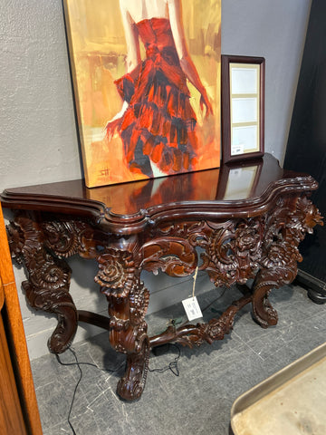 Hand Carved Mahogany Entryway Table 169112.