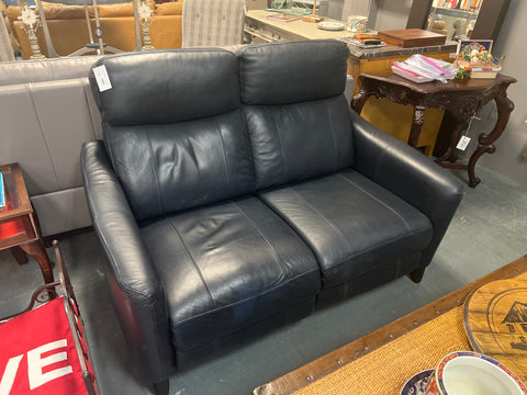 Blue Leather Electric Reclining Loveseat 168231.