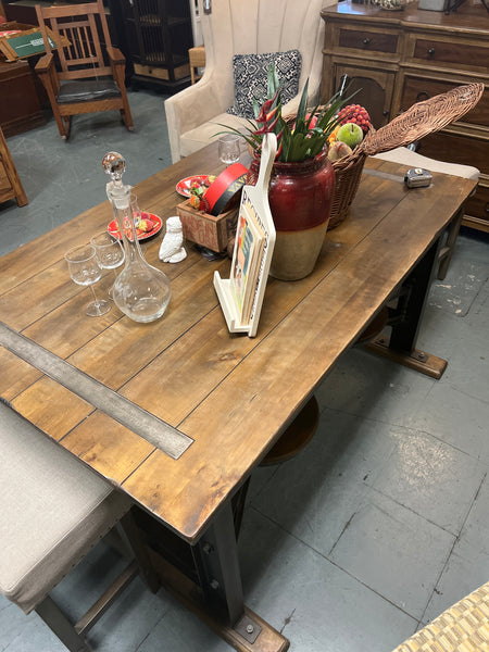 Industrial Metal Wood Table 156609.