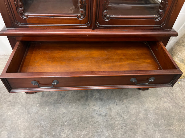 Carved Wood Glass Door Cabinet 153753.