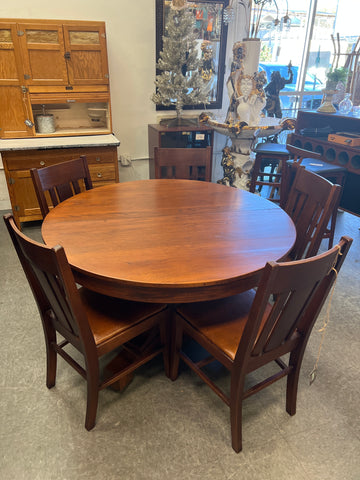 Mission Style Dining Table Set +6 Chairs & Leaf 156035.