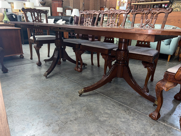 Chippendale Style Double Pedestal Dining Room Table  154214.