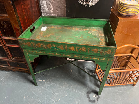 Vintage Green Metal Tray Table 153908.