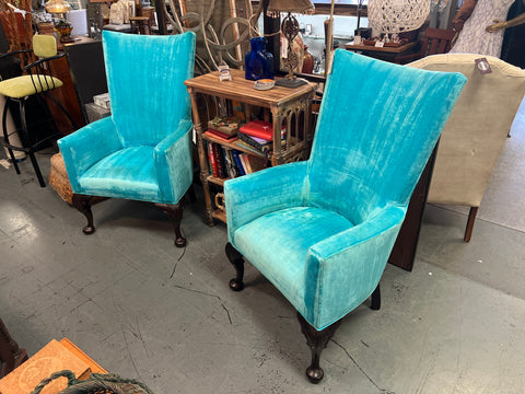 Hickory Chair Co Queen Ann Blue Chair 152790. (2 available)