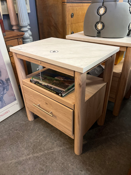 Ashley Faux Marble Top Nightstand - Set of 2 w/ wireless charging 161448.