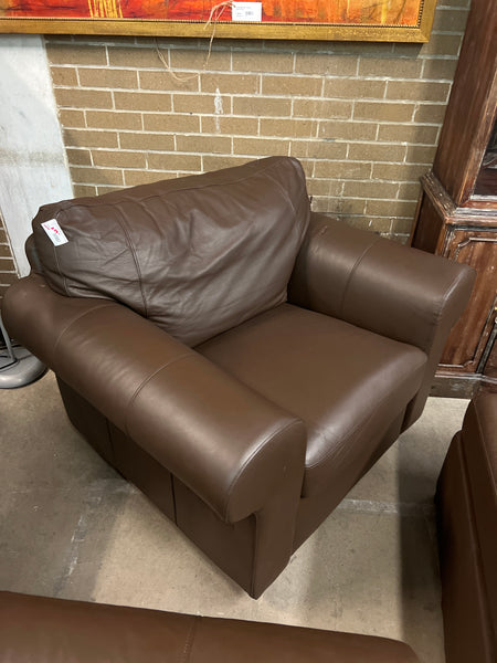 Brown Leather Chair + Ottoman 169845.