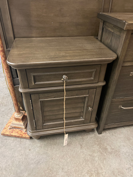 Grey Rustic Nightstand Shutter Door Cabinet 152994.