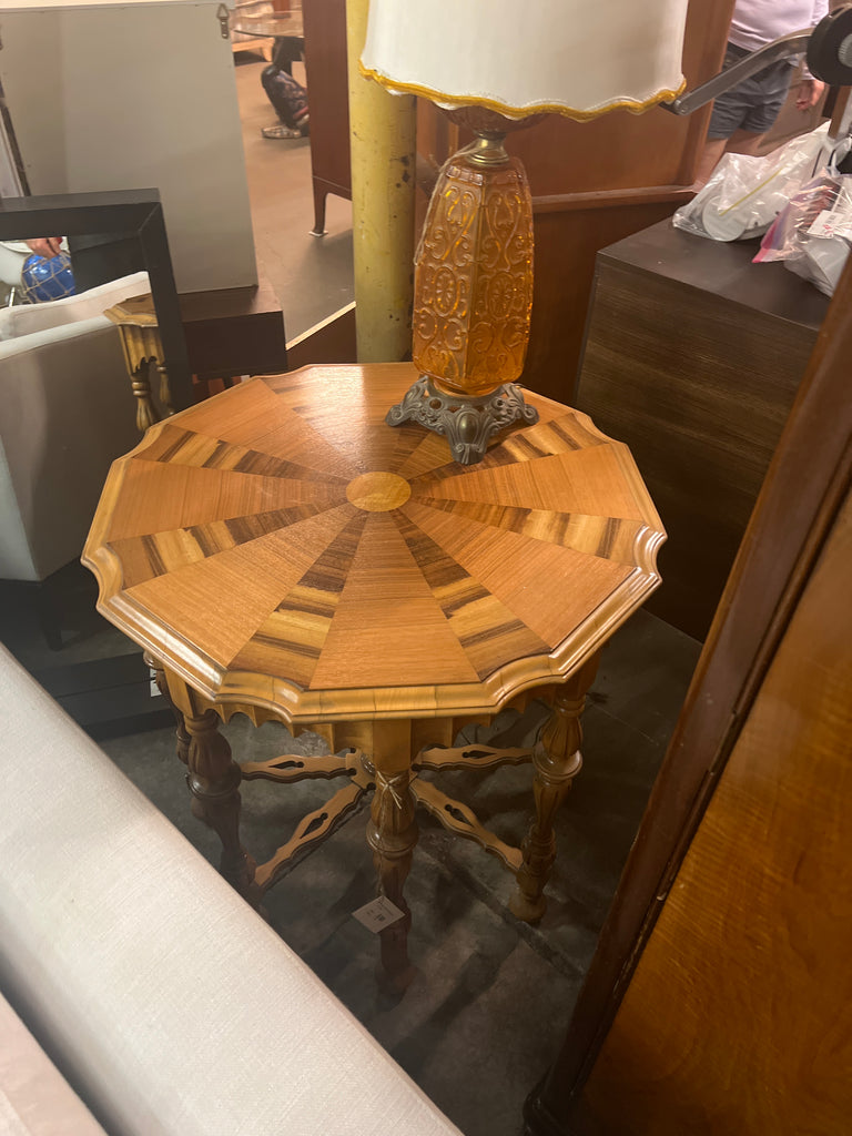 Antique Burlwood Starburst End Table 177003.