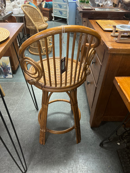 2 Bent Wood Wicker Bar Stools 155454.