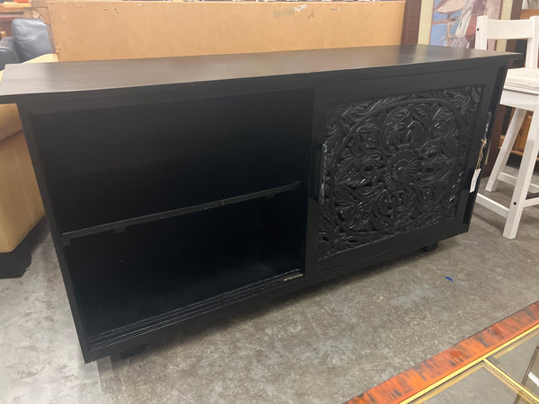 Black Carved Wood Console (168296.)