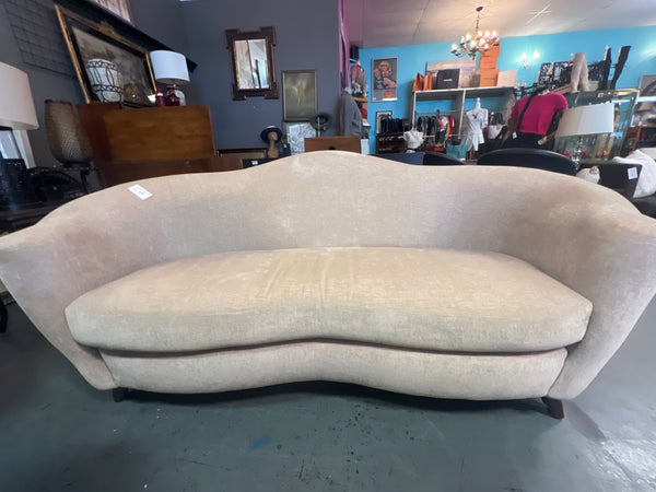 Beige Microfiber Camel Back Loveseat 167536.