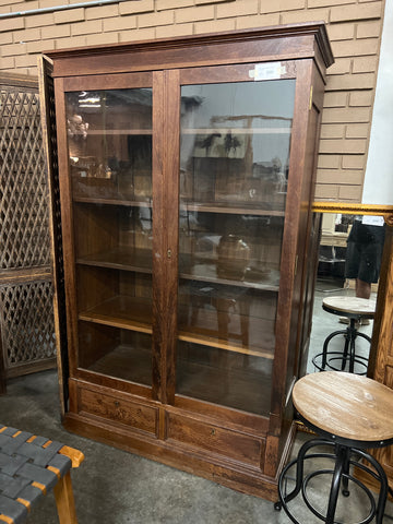 Antique Glass Door Cabinet - 2 Drawers 165980.