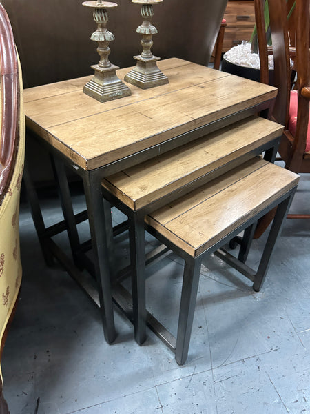 Light Wood Nesting Table Set 177938.