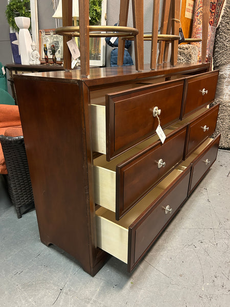 Brown 6 Drawer Dresser w/ Silver Knobs 177939.
