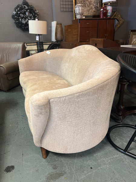 Beige Microfiber Camel Back Loveseat 167536.