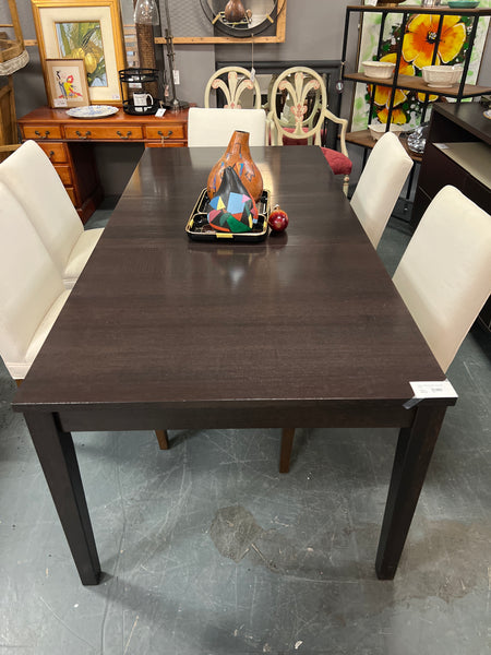 Crate and Barrel Dark Wood Dining Table w/ 19” Leaf 157371.