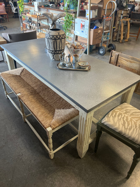 Rustic Metal Top Dining Table - Ballard Design 163993.