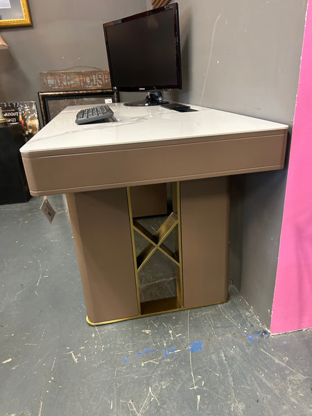 Sintered Stone Desk - Beige Rectangular 5 Drawers 177743.