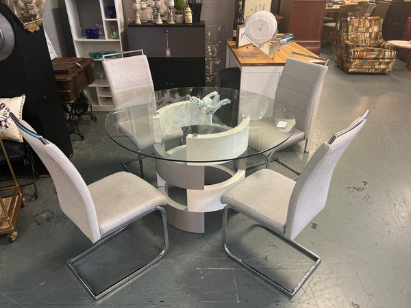 Glass Dining Table w/ 4 Chairs 163957.
